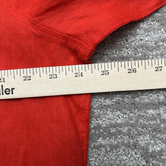 Sigrid Olsen Shirt Womens XL Red 100% Linen Roll Tab Sleeve Button Front Pocket - Picture 8 of 9